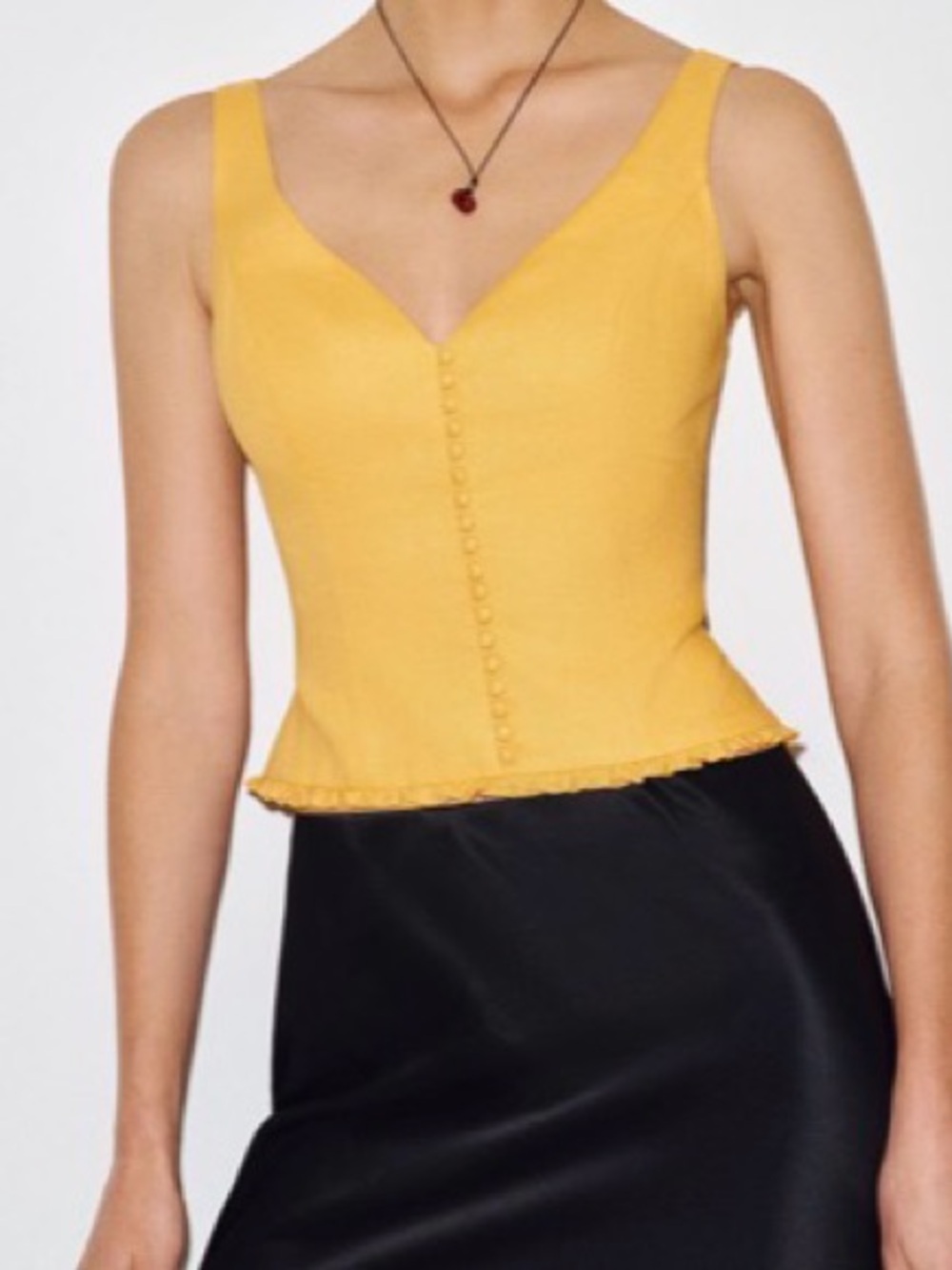Reformation Mustard Yellow V-Neck Button Front Camisole